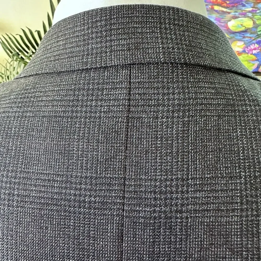 Joseph & Feiss Men 48S Glenn Plaid Wool Charcoal slate blue